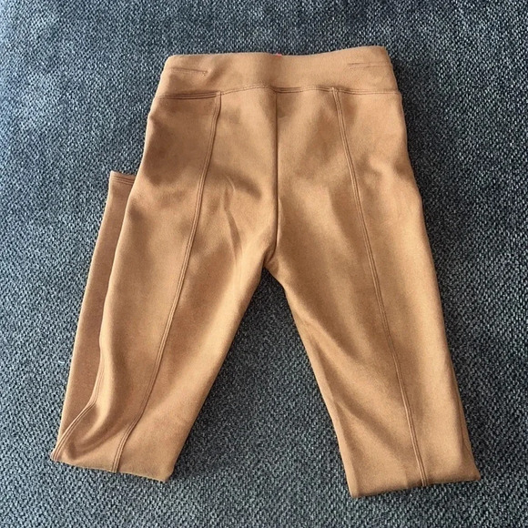 SPANX Rich Caramel High Waist Faux Suede Leggings, XS - Picture 6 of 7